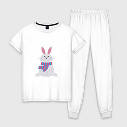 Пижама хлопковая женская Серый кролик, цвет: белый