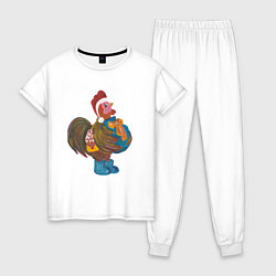 Женская пижама Петух Санта с мешком подарков