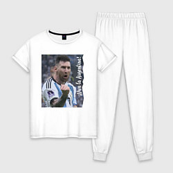 Пижама хлопковая женская Viva la Argentina - Lionel Messi - world champion, цвет: белый