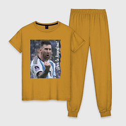 Пижама хлопковая женская Viva la Argentina - Lionel Messi - world champion, цвет: горчичный