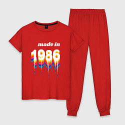 Пижама хлопковая женская Made in 1986 liquid art, цвет: красный