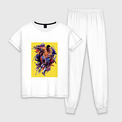 Пижама хлопковая женская Бразильский футболист Пеле, цвет: белый