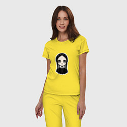 Пижама хлопковая женская Уэнсдей, Семейка Аддамс в стиле Бёртона, цвет: желтый — фото 2