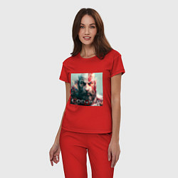 Пижама хлопковая женская God of War, Ragnarok, цвет: красный — фото 2