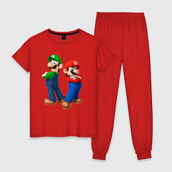 Пижама хлопковая женская Марио и Луиджи, цвет: красный