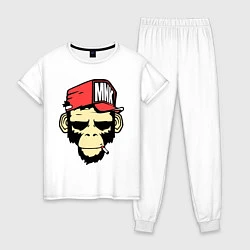Пижама хлопковая женская Monkey Swag, цвет: белый