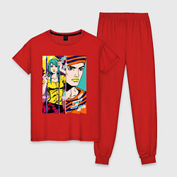 Пижама хлопковая женская Ясухо Хиросе и Джоске Хигасиката - часть 8, цвет: красный
