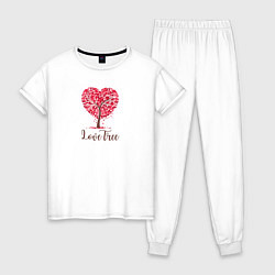 Пижама хлопковая женская Love tree hard, цвет: белый