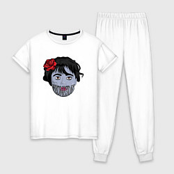 Пижама хлопковая женская Уэнсдэй зомби арт, цвет: белый