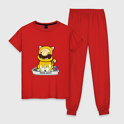 Пижама хлопковая женская Mario super kitty, цвет: красный