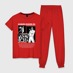 Пижама хлопковая женская Queen рок группа, цвет: красный