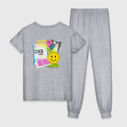 Женская пижама Стикеры, смайлики / Меланж – фото 2