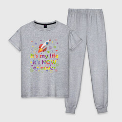 Пижама хлопковая женская Its my life rocket, цвет: меланж