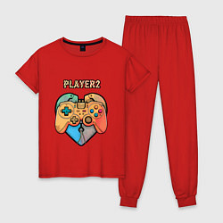 Пижама хлопковая женская Player 2, цвет: красный