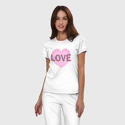 Пижама хлопковая женская Сердце для влюбленных, цвет: белый — фото 2