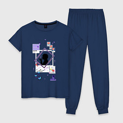Пижама хлопковая женская BTS Тэхен, цвет: тёмно-синий