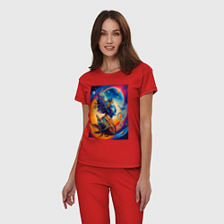 Пижама хлопковая женская Salvador Dali - space portrait - neural network, цвет: красный — фото 2