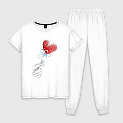 Пижама хлопковая женская Леденец сердечко, цвет: белый