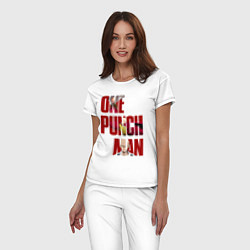 Пижама хлопковая женская Ванпанчмен Сайтама, цвет: белый — фото 2