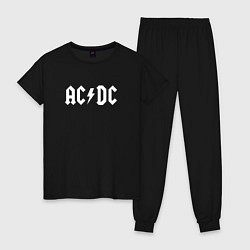 Пижама хлопковая женская ACDC Thunderstruck, цвет: черный