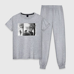 Пижама хлопковая женская Японская манга аниме, цвет: меланж