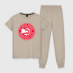 Пижама хлопковая женская Atlanta hawks basketball, цвет: миндальный