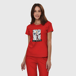 Пижама хлопковая женская Люси Хартфилия на фоне манги, цвет: красный — фото 2