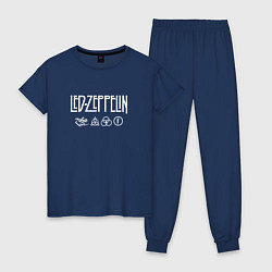 Пижама хлопковая женская Led Zeppelin символы, цвет: тёмно-синий