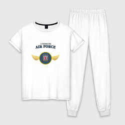 Пижама хлопковая женская Военно воздушные силы княжества Люксембург, цвет: белый