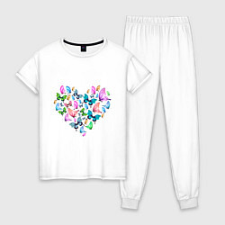 Пижама хлопковая женская Сердце бабочки, цвет: белый