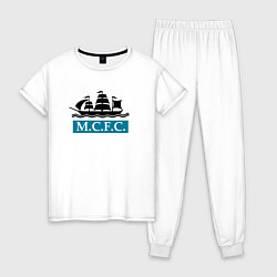 Пижама хлопковая женская ФК Манчестер Сити корабль, цвет: белый