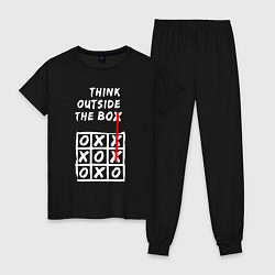 Пижама хлопковая женская Think outside the box game, цвет: черный