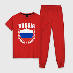 Пижама хлопковая женская Российский щит, цвет: красный