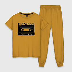 Пижама хлопковая женская Old school music, цвет: горчичный