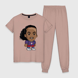 Пижама хлопковая женская Ronaldinho Barcelona, цвет: пыльно-розовый