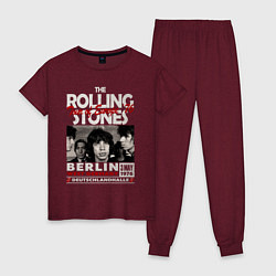 Пижама хлопковая женская The Rolling Stones rock, цвет: меланж-бордовый