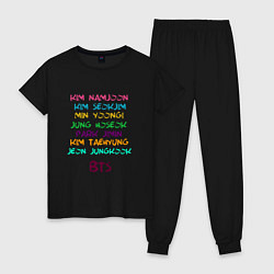 Пижама хлопковая женская BTSOT7, цвет: черный