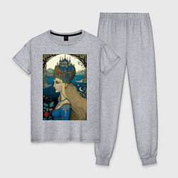 Пижама хлопковая женская Царевна-Лебедь - нейросеть, цвет: меланж