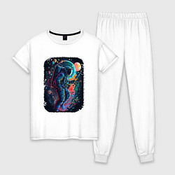 Пижама хлопковая женская В поисках новых миров, цвет: белый