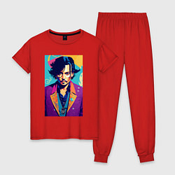 Пижама хлопковая женская Johnny Depp - celebrity, цвет: красный