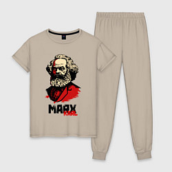 Пижама хлопковая женская Karl Marx - 3 цвета, цвет: миндальный