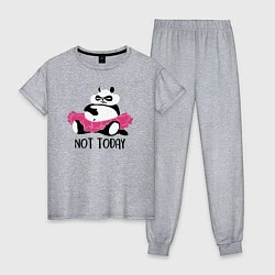 Пижама хлопковая женская Ленивая панда, цвет: меланж