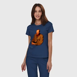 Пижама хлопковая женская Ф Достоевский, цвет: тёмно-синий — фото 2