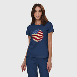 Пижама хлопковая женская Flag USA, цвет: тёмно-синий — фото 2