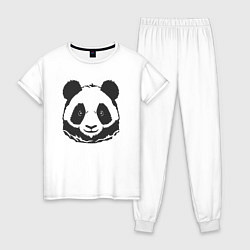 Пижама хлопковая женская Панда бамбуковый медведь, цвет: белый