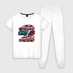 Пижама хлопковая женская Mitsubishi Lancer Evolution IX V1, цвет: белый