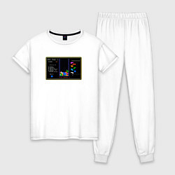 Пижама хлопковая женская Советская компьютерная игра Тетрис, цвет: белый