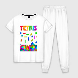 Пижама хлопковая женская Фильм Тетрис логотип, цвет: белый