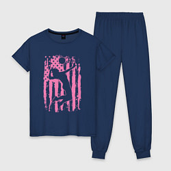 Пижама хлопковая женская Pink USA volleyball, цвет: тёмно-синий