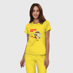 Пижама хлопковая женская Цыпленок с автоматами, цвет: желтый — фото 2